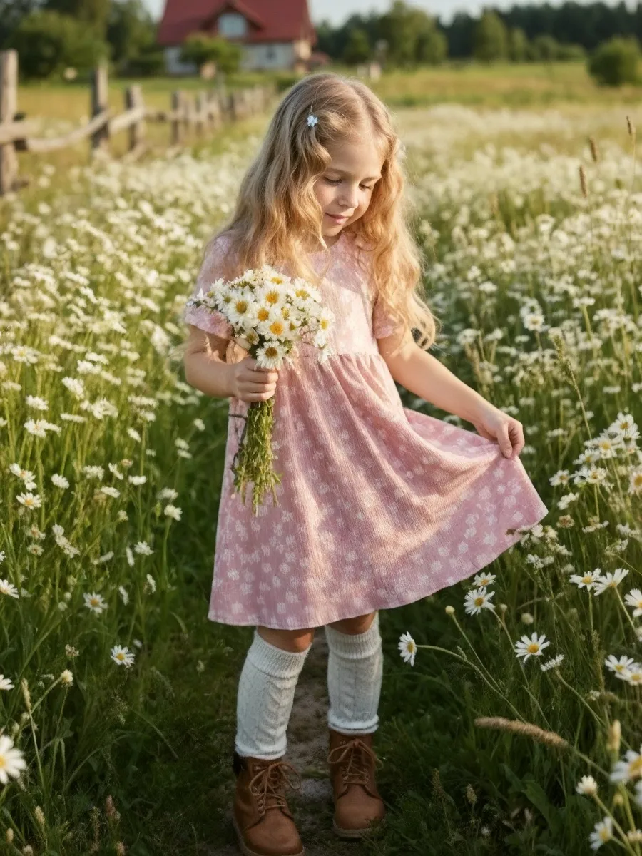 Платье YAXX 007--Платье ромашка/пудровый (Л) - фото 4