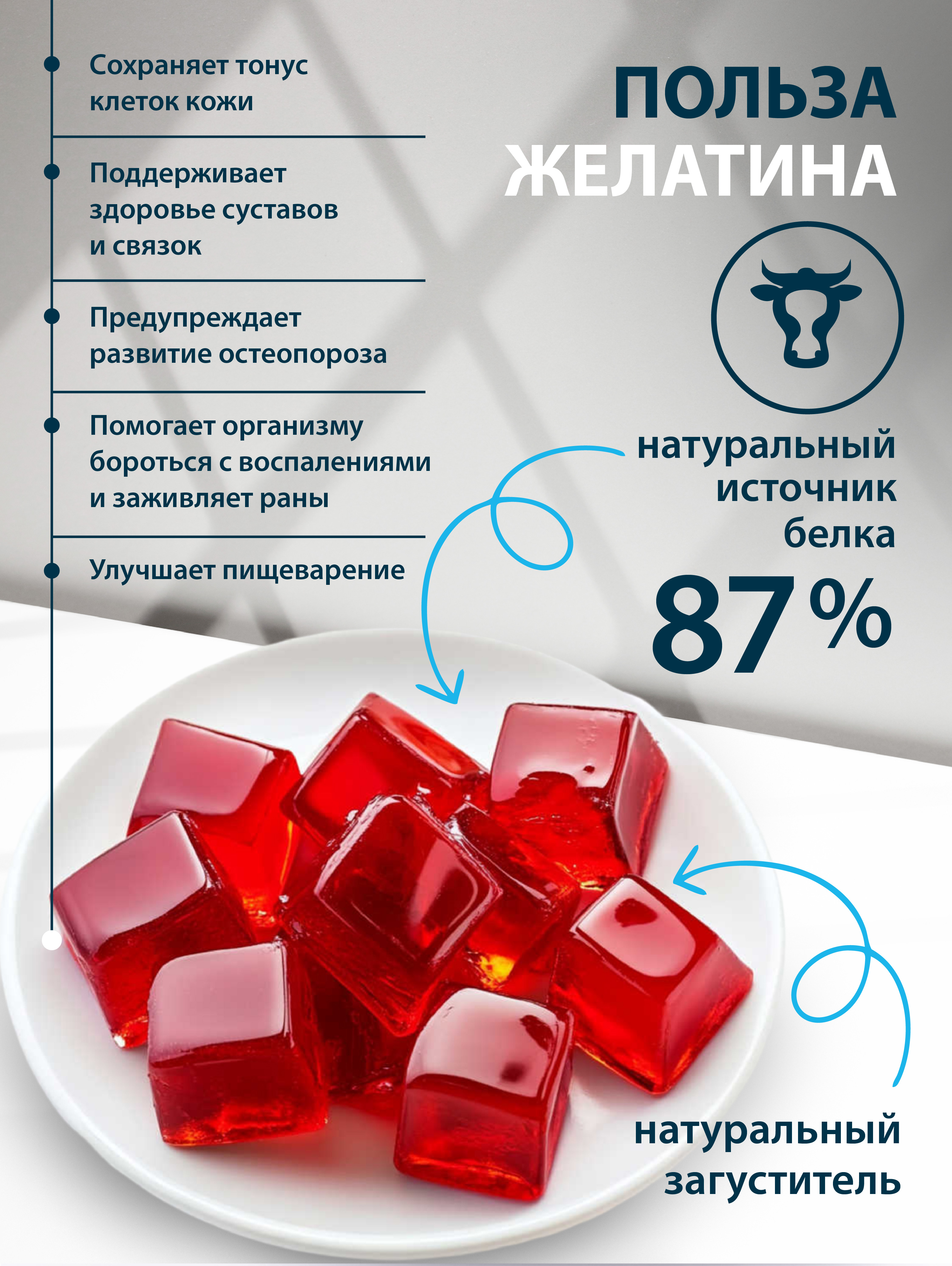 Желатин пищевой говяжий натуральный 1 кг Миофарм для холодца десертов желе - фото 6
