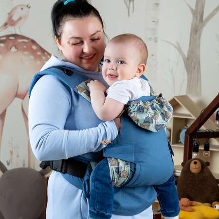 Слинг-рюкзак Чудо-чадо переноска для детей Бебимобиль Позитив синий/деревья