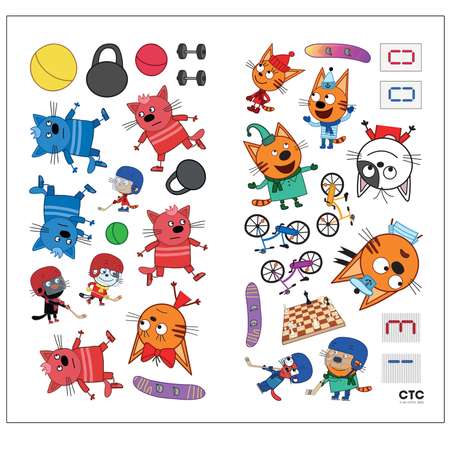 Книга МОЗАИКА kids Три кота Развивающие наклейки Спорт