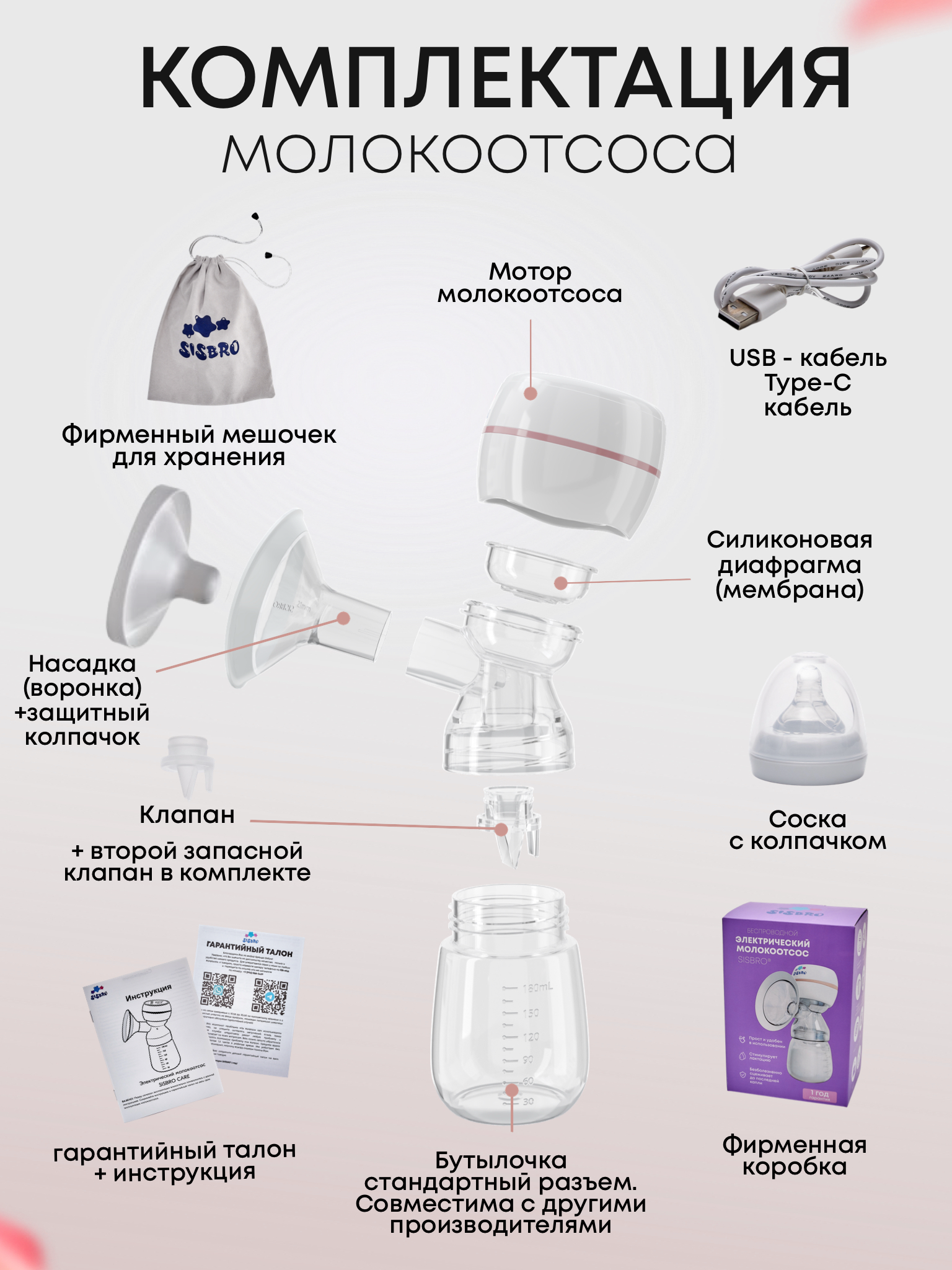 Молокоотсос электрический SISBRO Care - фото 16