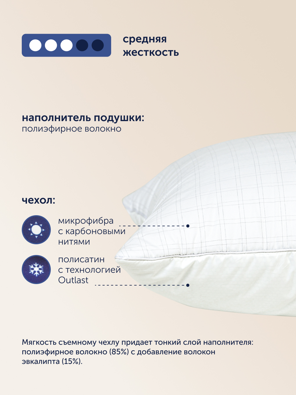 Подушка buyson БайОптима с карбоновыми нитями 50 x 70 см - фото 3