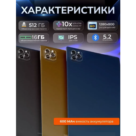 Планшет 10.1\" 16 ГБ RAM/512 ГБ ROM CASTLELADY детский с клавиатурой и стилусом HD камера 8MP + 13MP