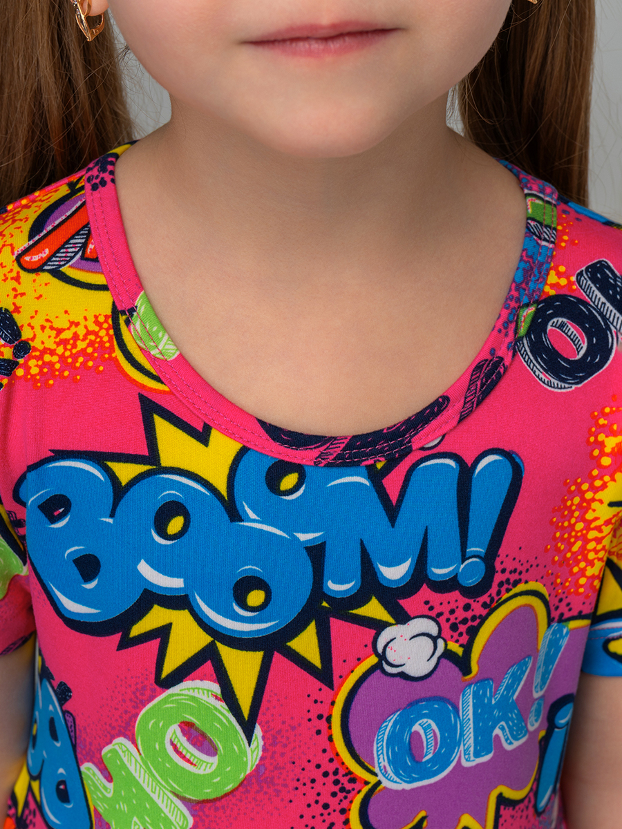 Платье HappyFox HF00192фуксия.с.надписями - фото 4