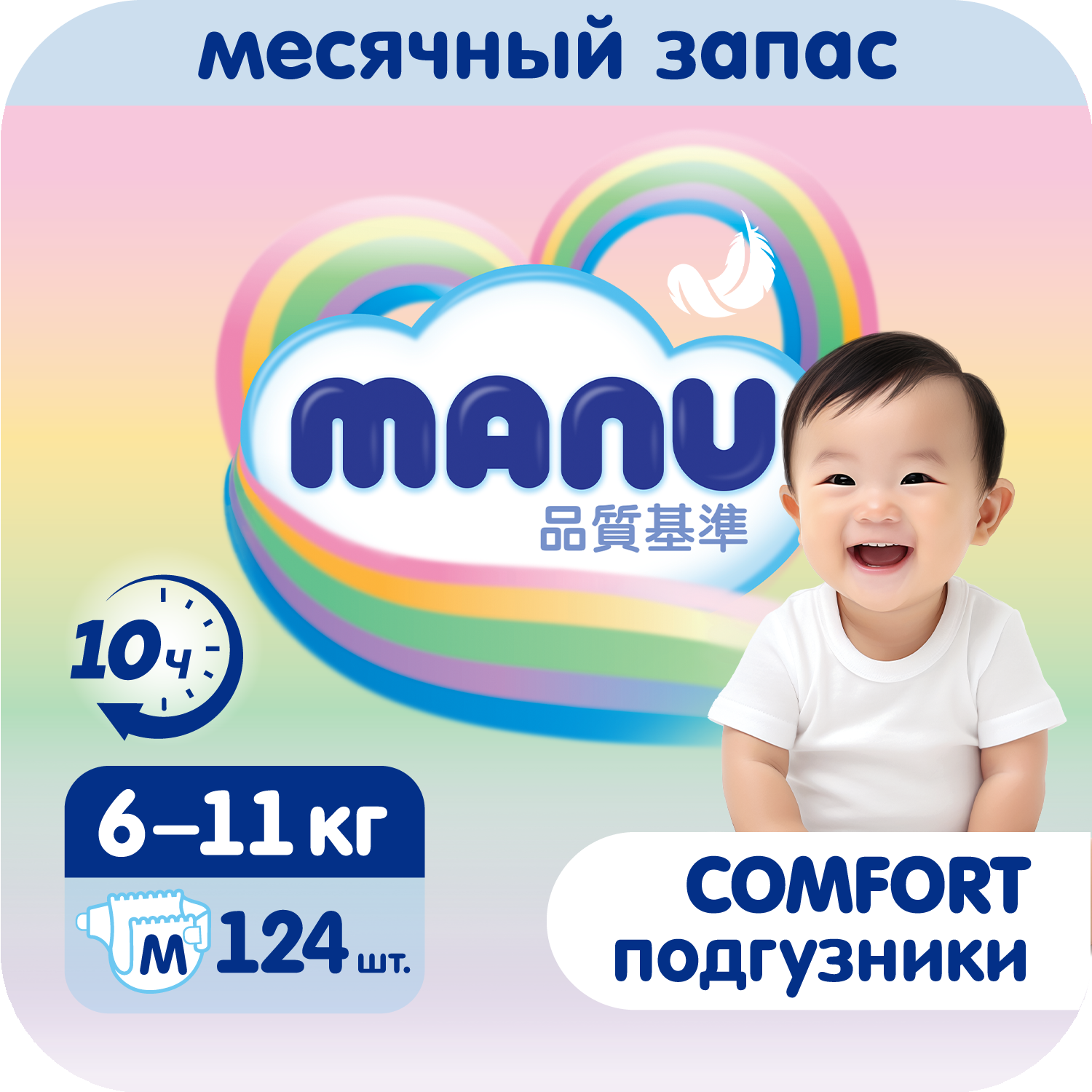 Подгузники Manu Comfort M 6-11кг 124шт - фото 1
