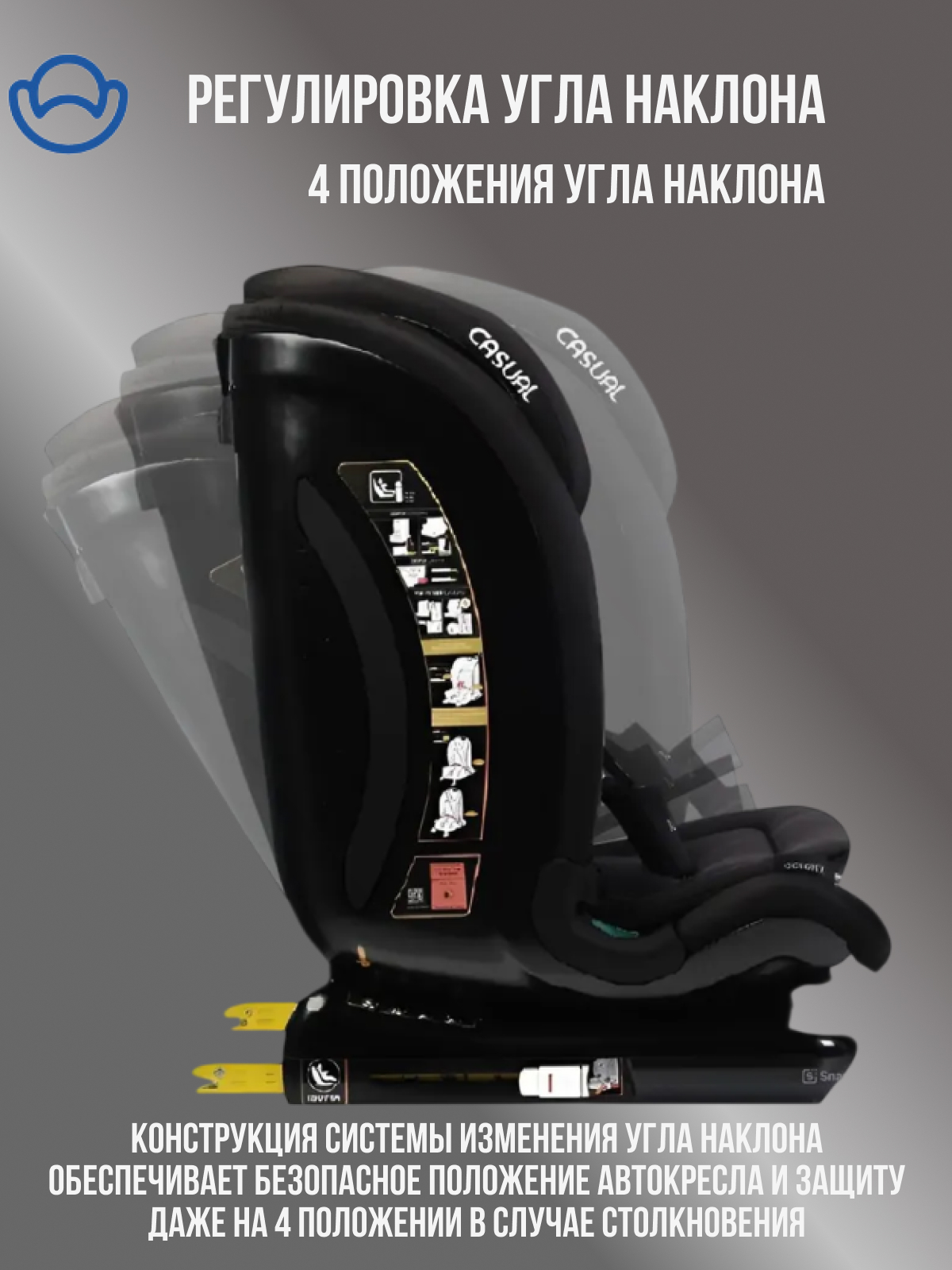 Автокресло Casual Anthrachite Isofix 1/2/3 (9-36 кг) серый - фото 2