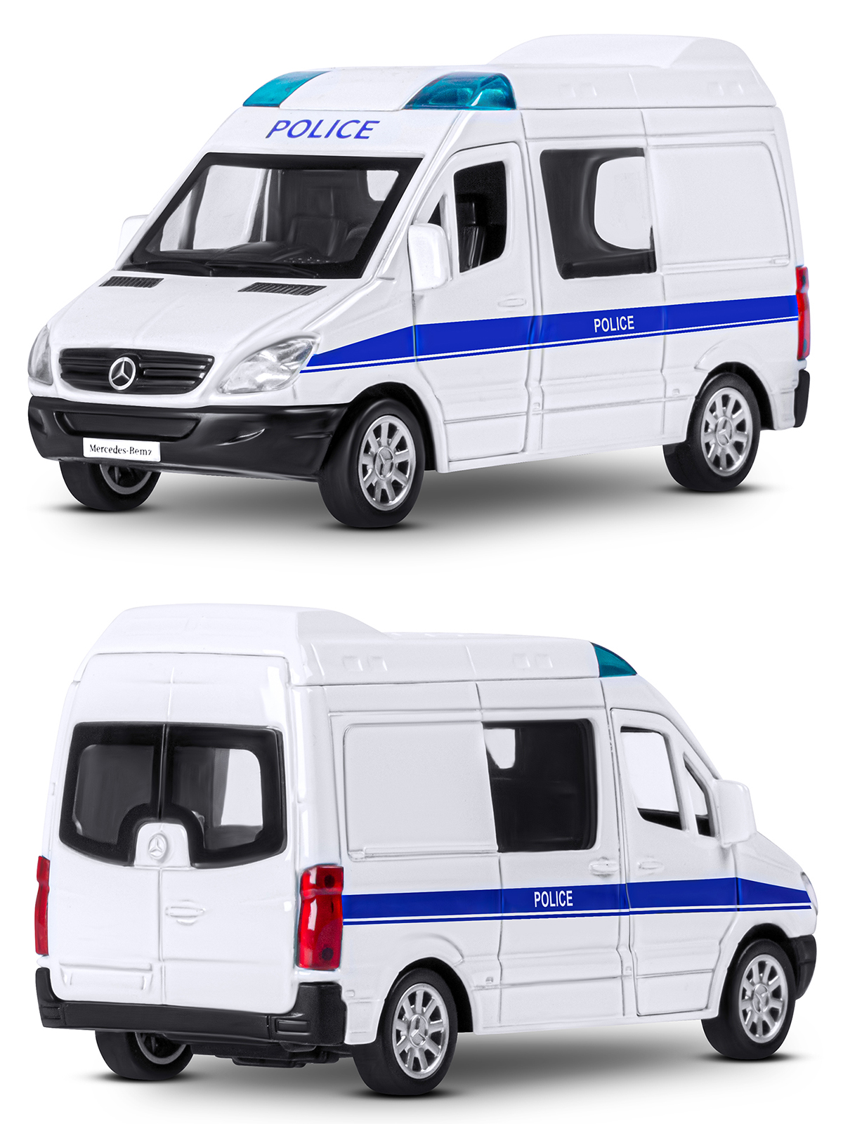 Полицейская машина АВТОпанорама Mercedes Benz Sprinter 1:53 Полиция JB1251634 - фото 9