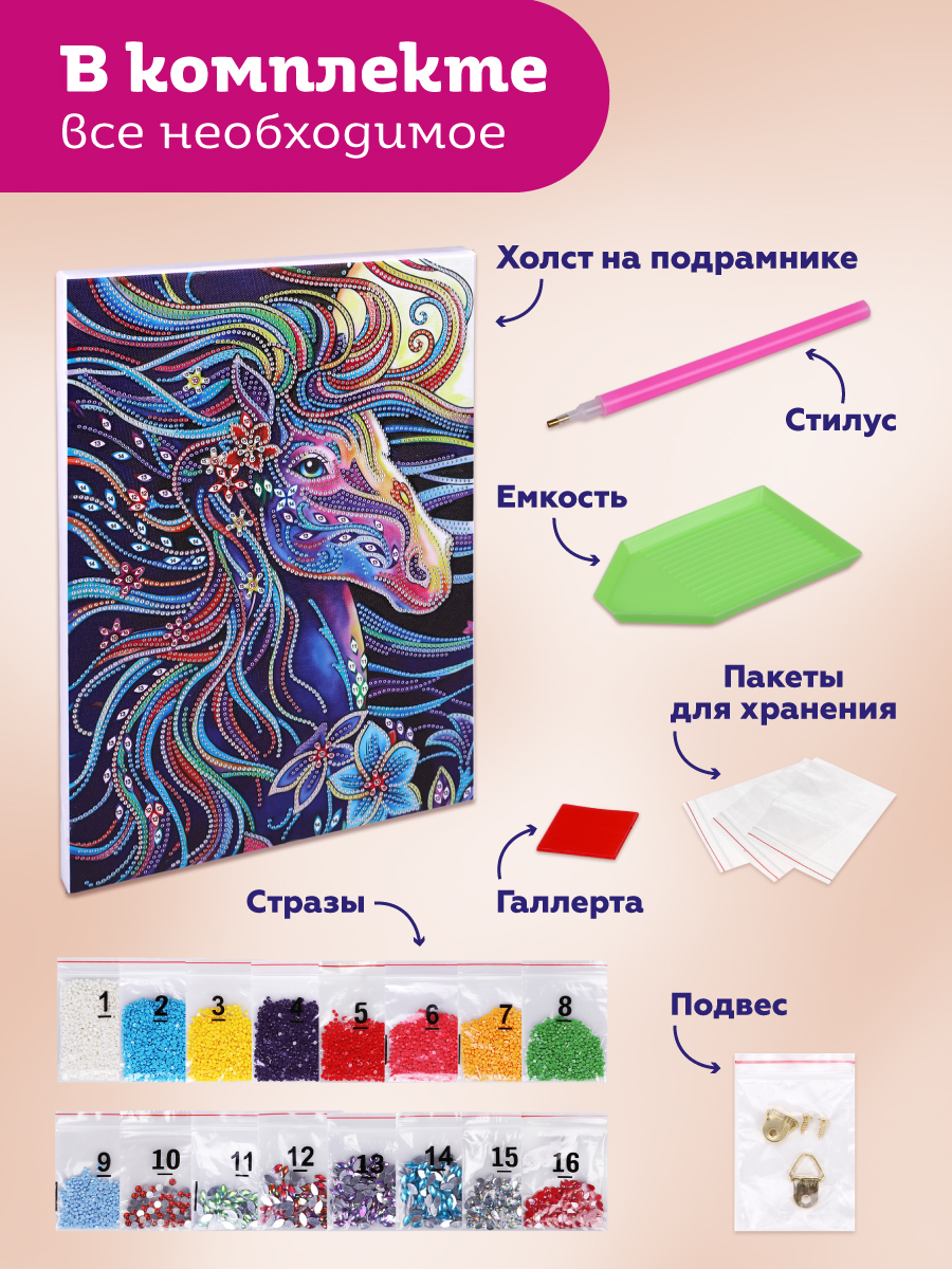Алмазная мозаика ON TIME Радужный конь - фото 4