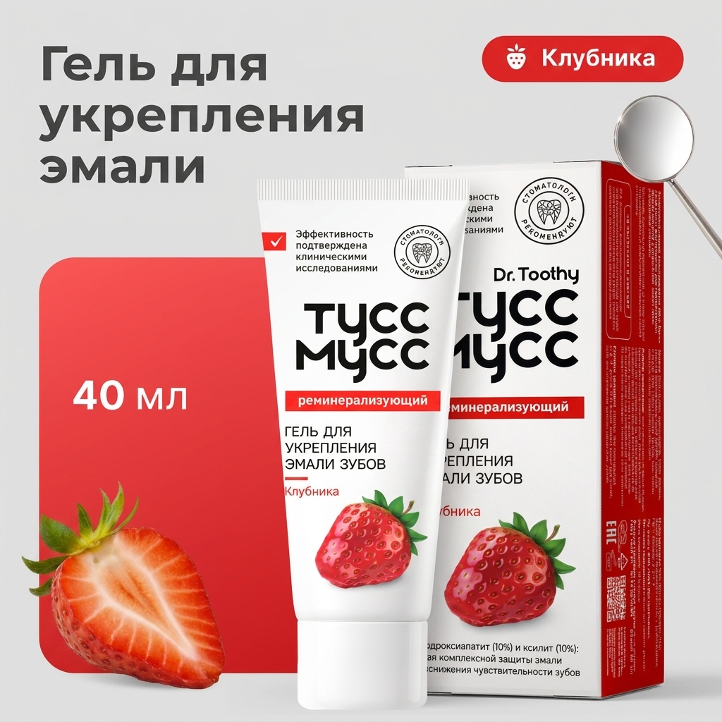 Гель для зубов Dr.Toothy без фтора Клубника 40 г - фото 1