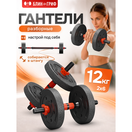 Набор блинов с грифом БлинДаГриф Гантель 6кг 2шт