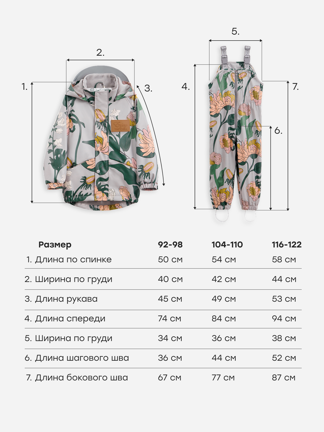 Куртка и полукомбинезон Happy Baby 88500-1_light grey (flowers) - фото 9