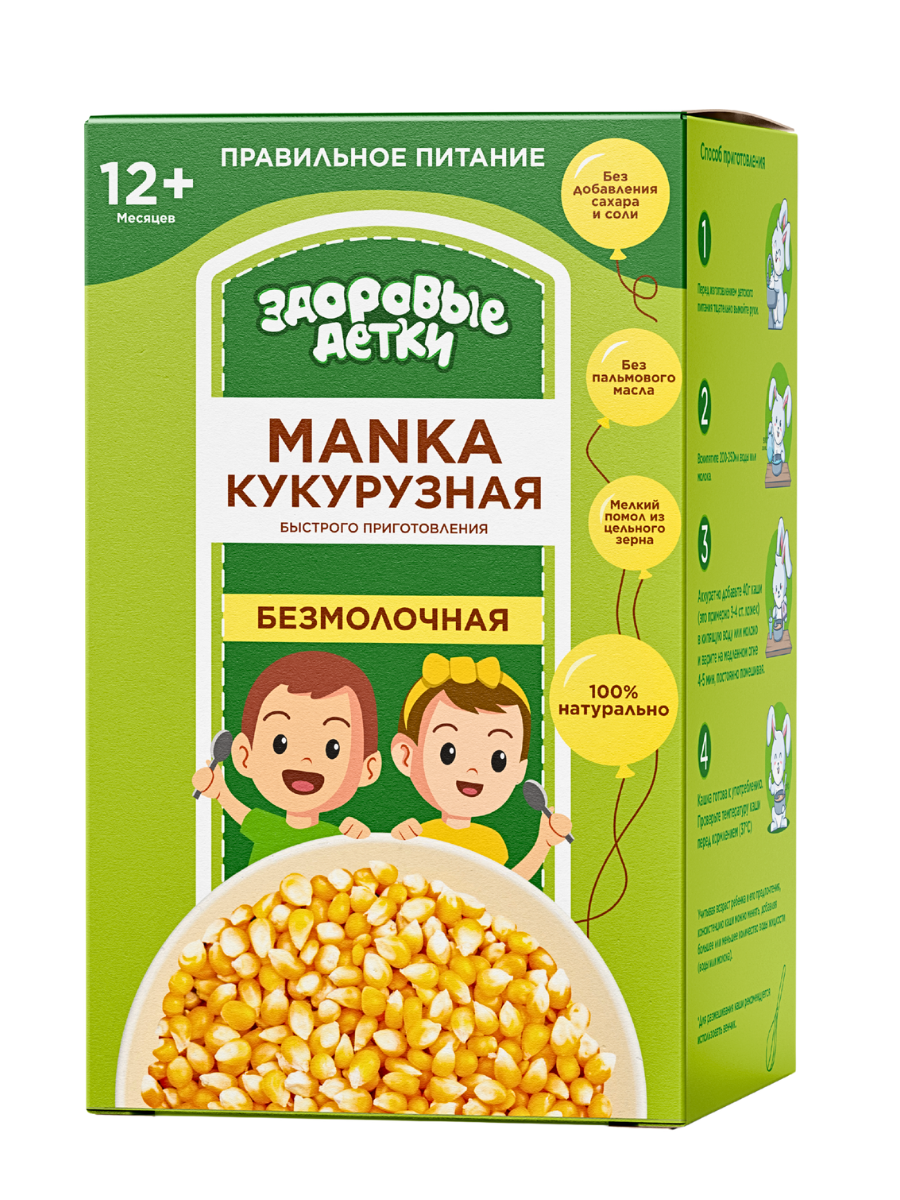 Кашка кукурузная Здоровые детки MANKA с 12 месяцев 500г - фото 1