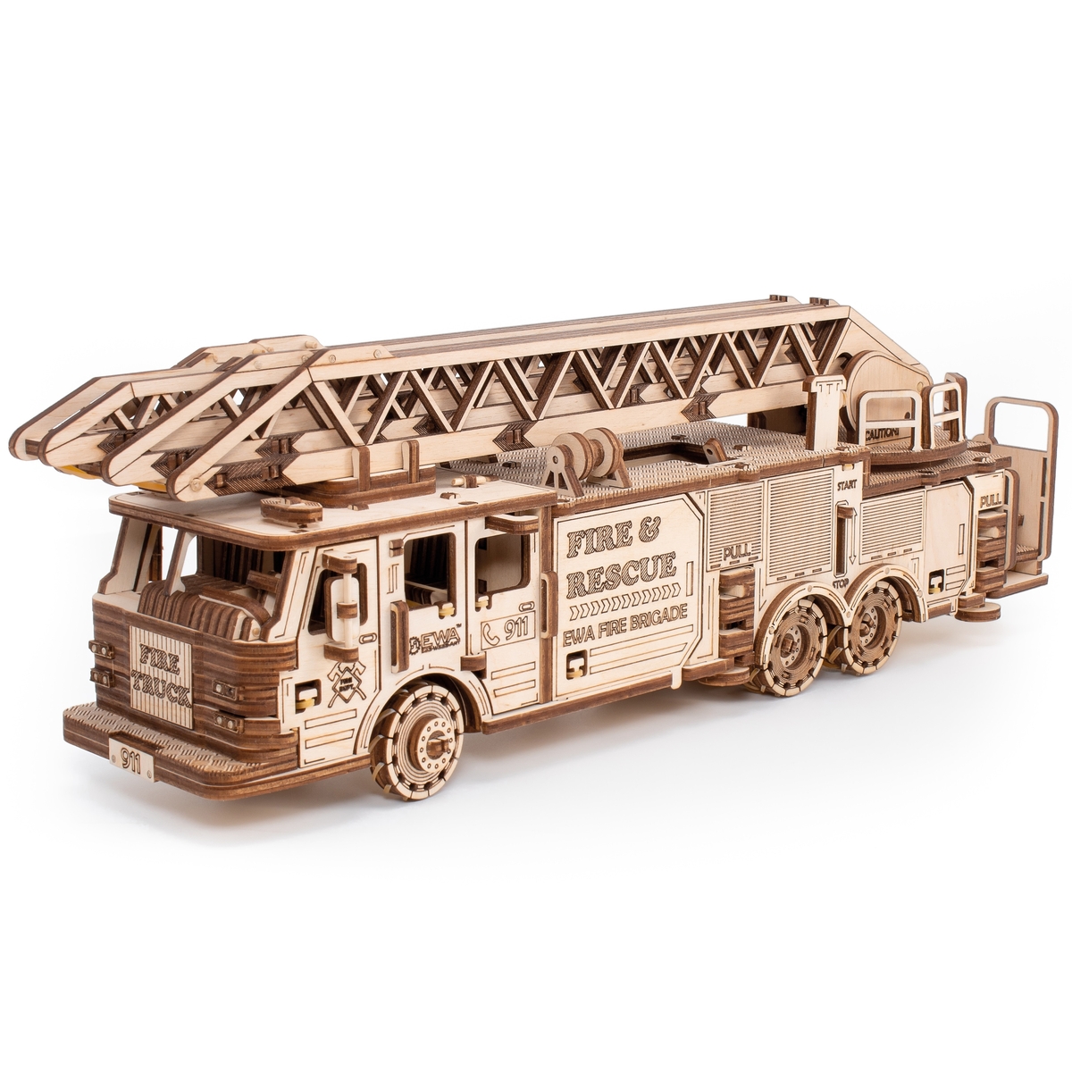 Конструктор Eco Wood Art Пожарная машина деревянный 439 дет. - фото 1