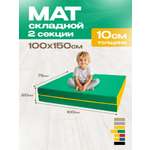 Мат спортивный KMS sport № 10 (100 х 150 х 10) складной 1 сложение зелёно-жёлтый