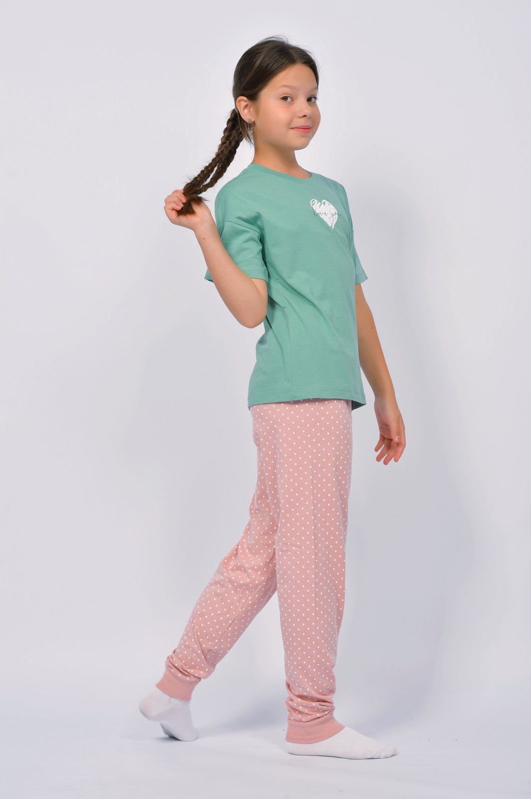 Пижама Lets Go 91277_оливковый/пыльная роза - фото 6