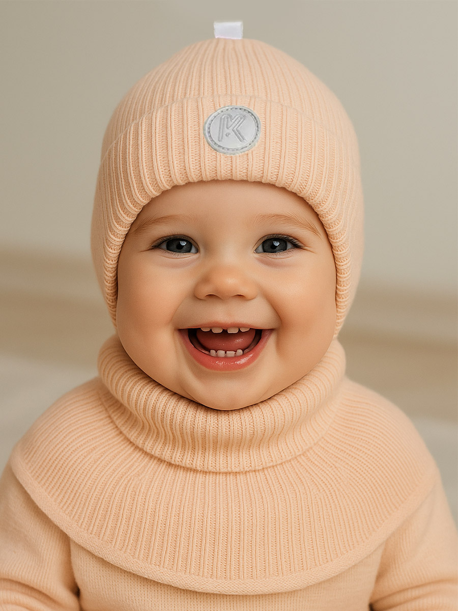 Шапка и снуд ПриКиндер U-Sp232988 Цвет: Персик - фото 1