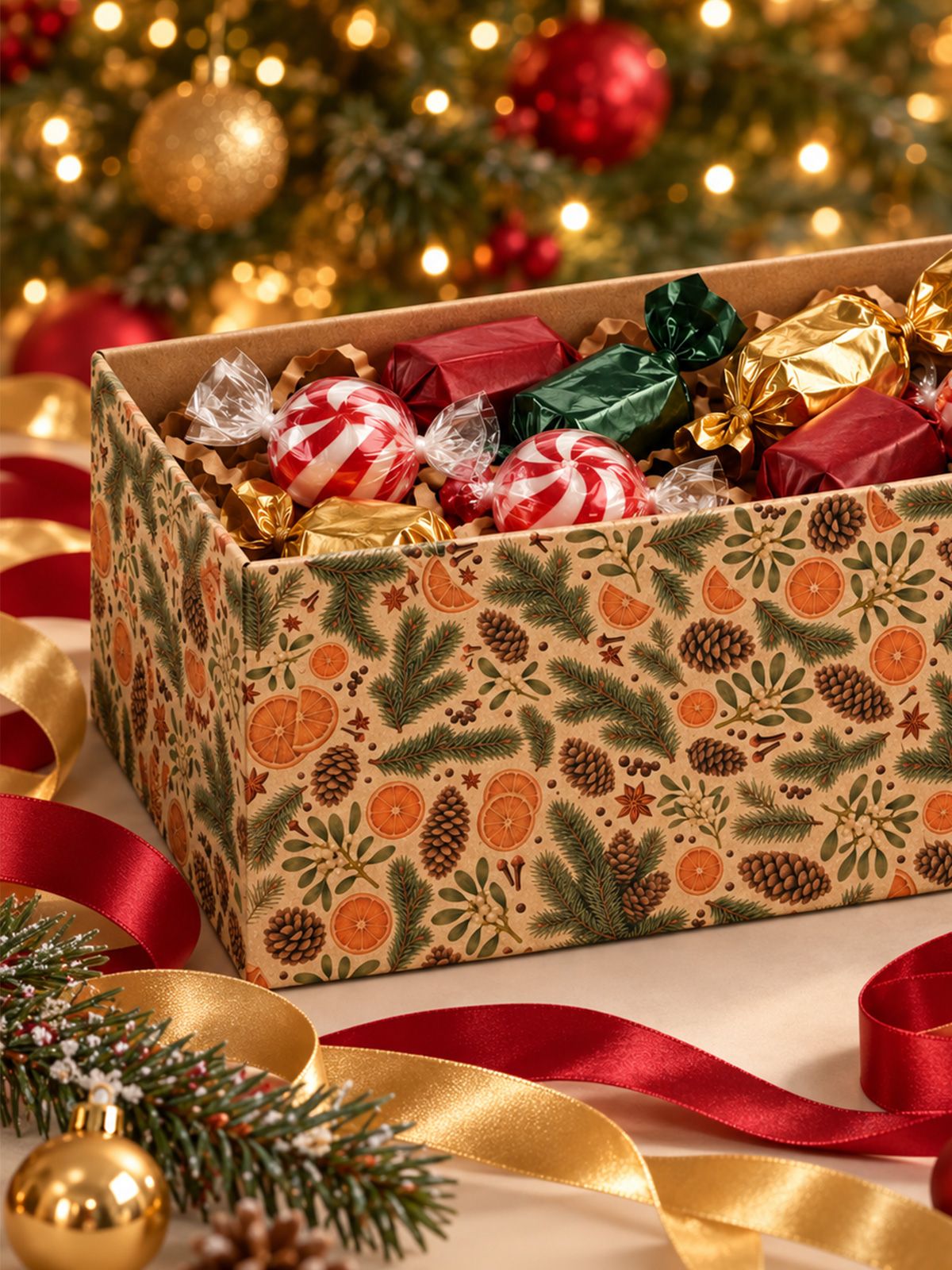 Крафтовая новогодняя упаковочная бумага Gift Mania на новый год Елочки - фото 7