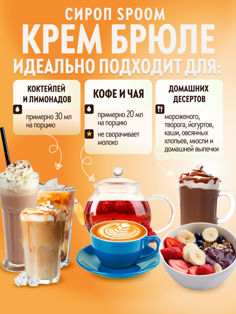 Сироп SPOOM Крем-брюле 1л для кофе коктейлей и десертов - фото 3