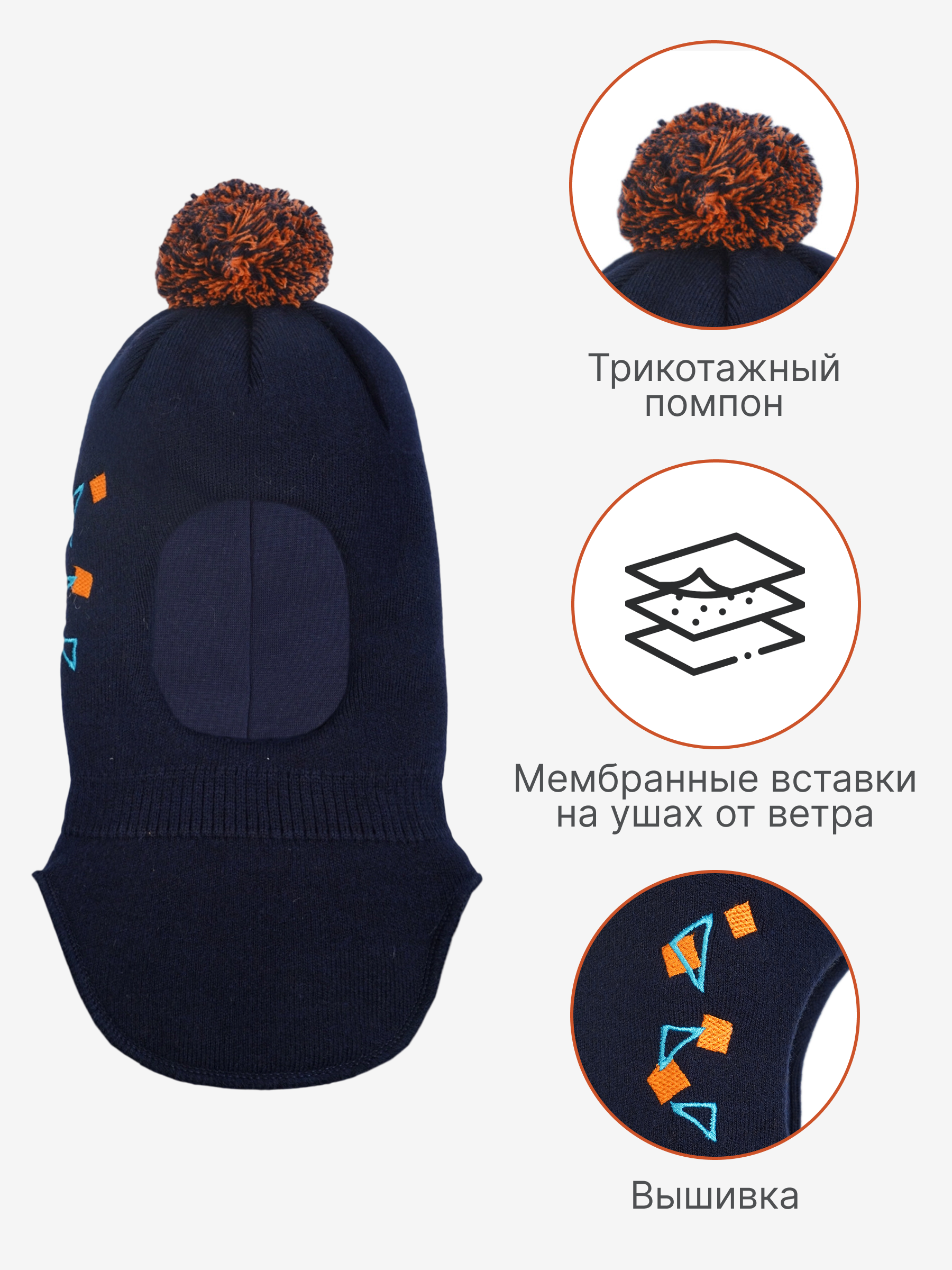 Шапка-шлем GUSTI GW24AC1179B-NAVY - фото 3