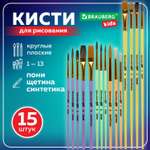Кисть Brauberg 15 шт. (синтетика, щетина, пони)