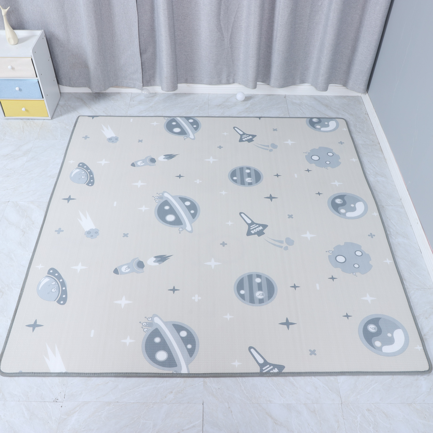 Манеж UNIX line Unix line SUPREME Space 200x200 с ковриком горкой и баскетбольным кольцом PPSUSP16ROS - фото 11