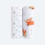 Пелёнка Mjolk Лисички Звёзды трикотаж 85х120 см 2 шт.