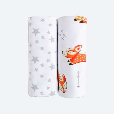 Пелёнка Mjolk Лисички Звёзды трикотаж 85х120 см 2 шт.