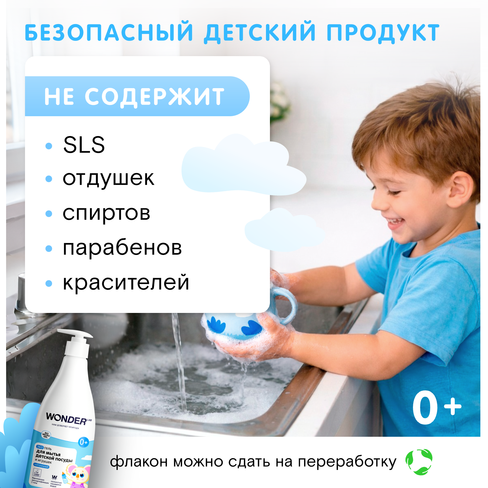 Средство для мытья посуды WONDER Lab Нейтральный 550 мл - фото 4