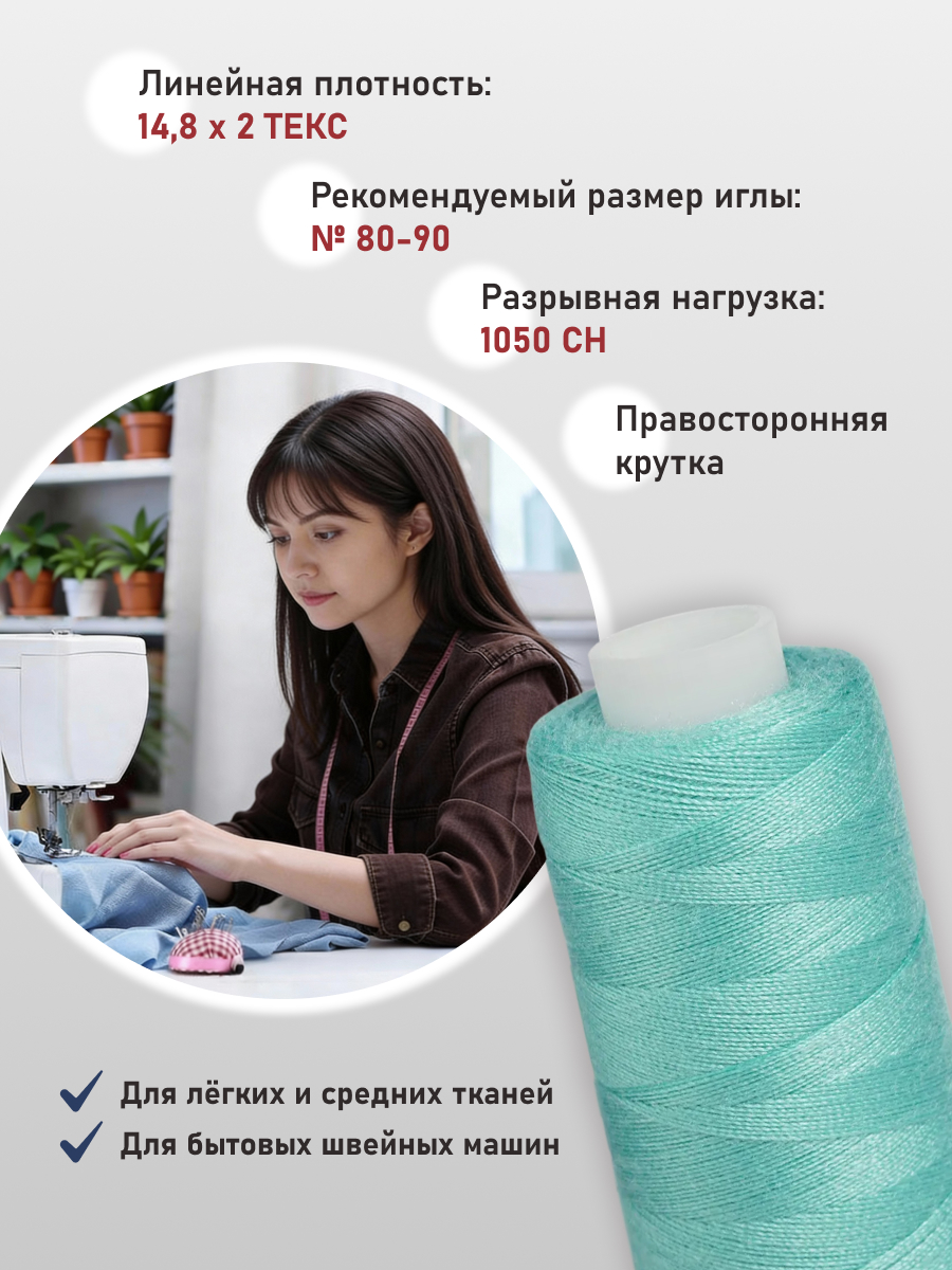 Нитки для шитья 40/2 Bestex 10шт цв 115 - фото 2