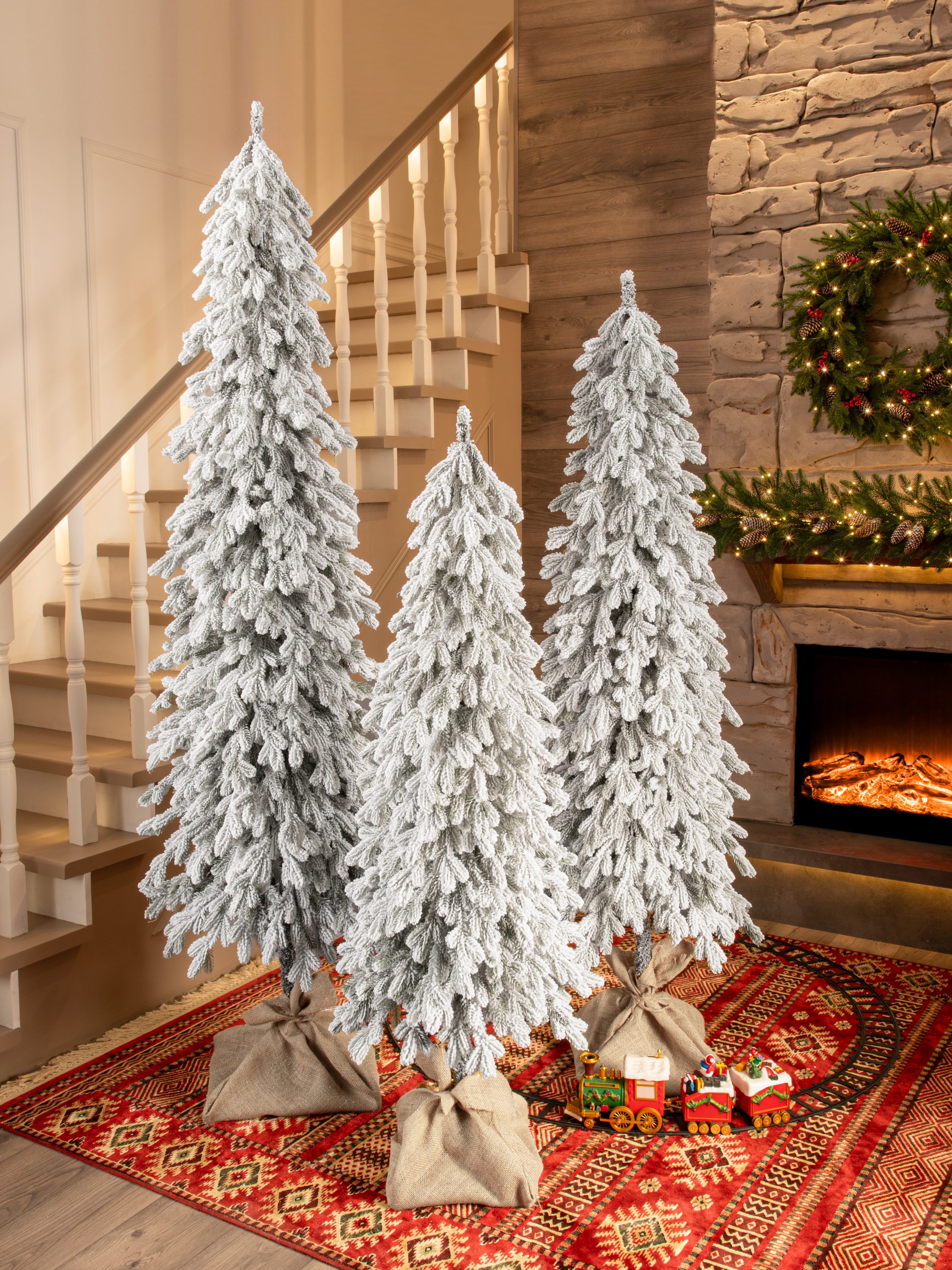 Ель Белоснежка Поезд Ёлок литая заснеженная на высокой ножке 210см. - фото 4