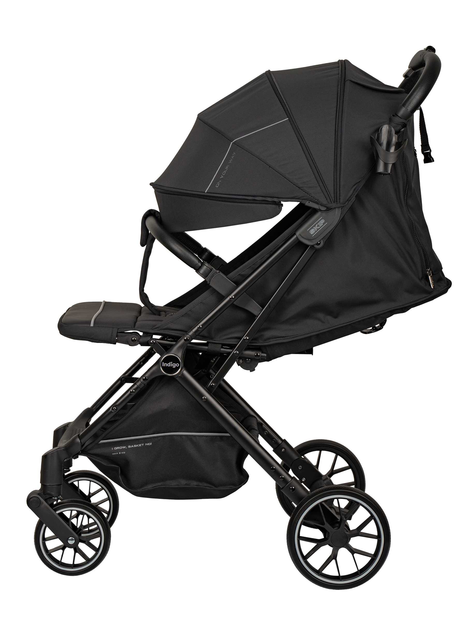 Коляска прогулочная Indigo Skip для путешествий, черный черный - фото 18