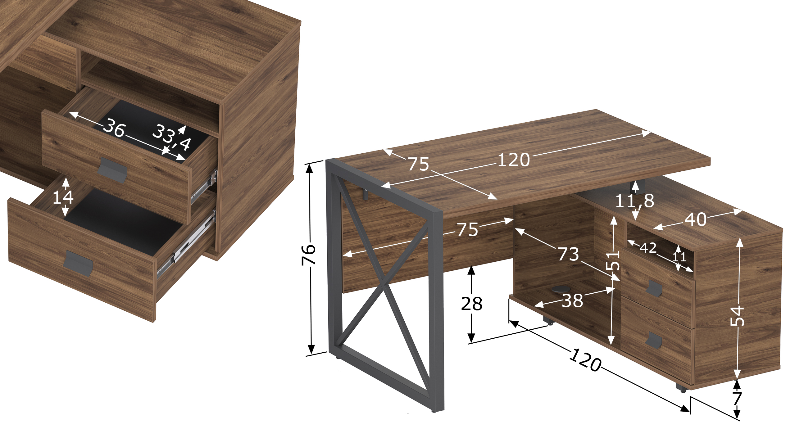 Письменный стол КАЛИФОРНИЯ МЕБЕЛЬ Хардвиг 1200 - фото 8
