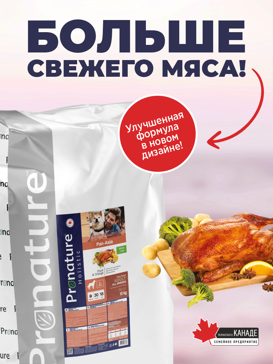 Корм для собак сухой Pronature Holistic Pan-Asia Grain Free беззерновой на утке с апельсином 10кг - фото 4