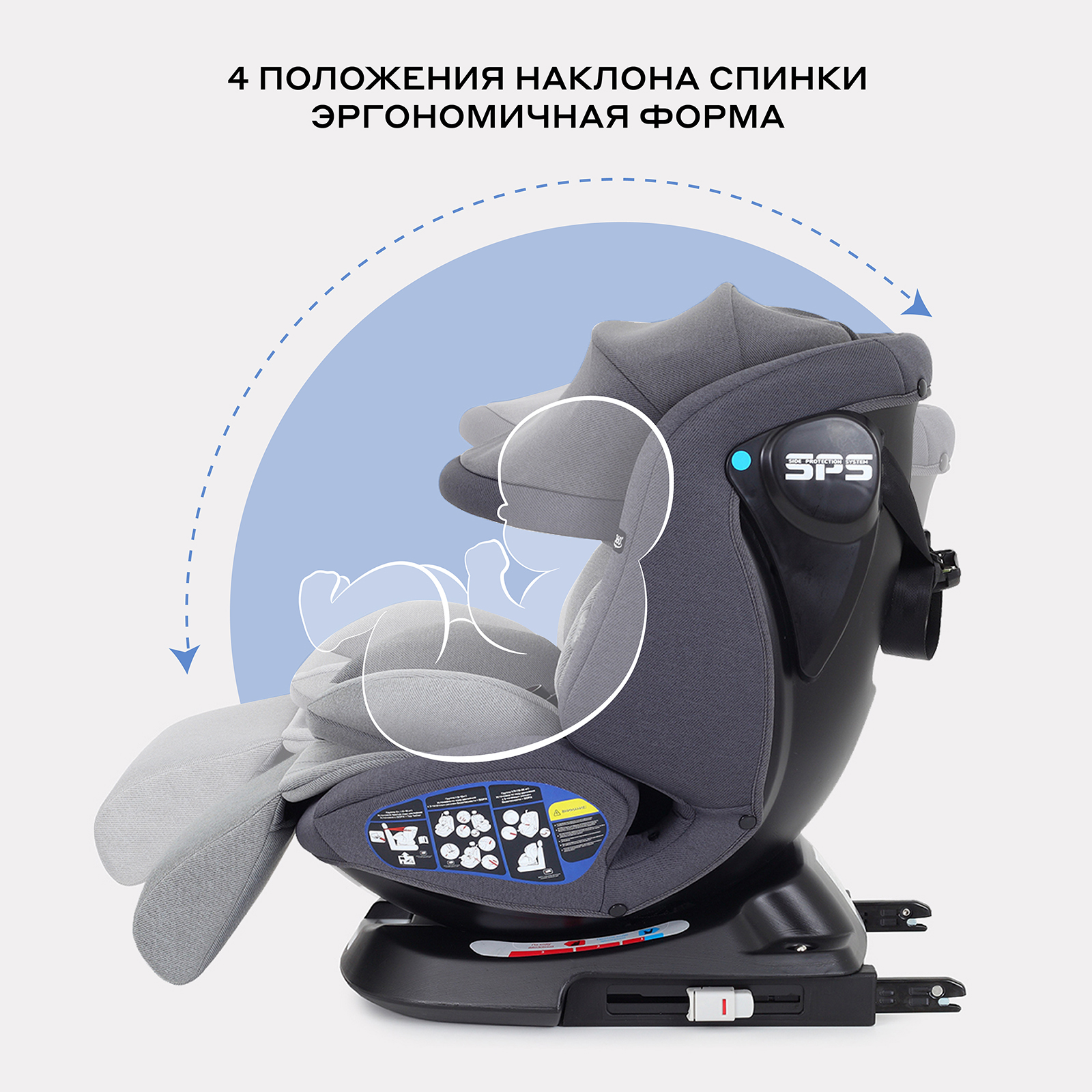 Автокресло Rant Nitro Plus isofix Isofix 0+/1/2/3 (0-36 кг) серый - фото 3