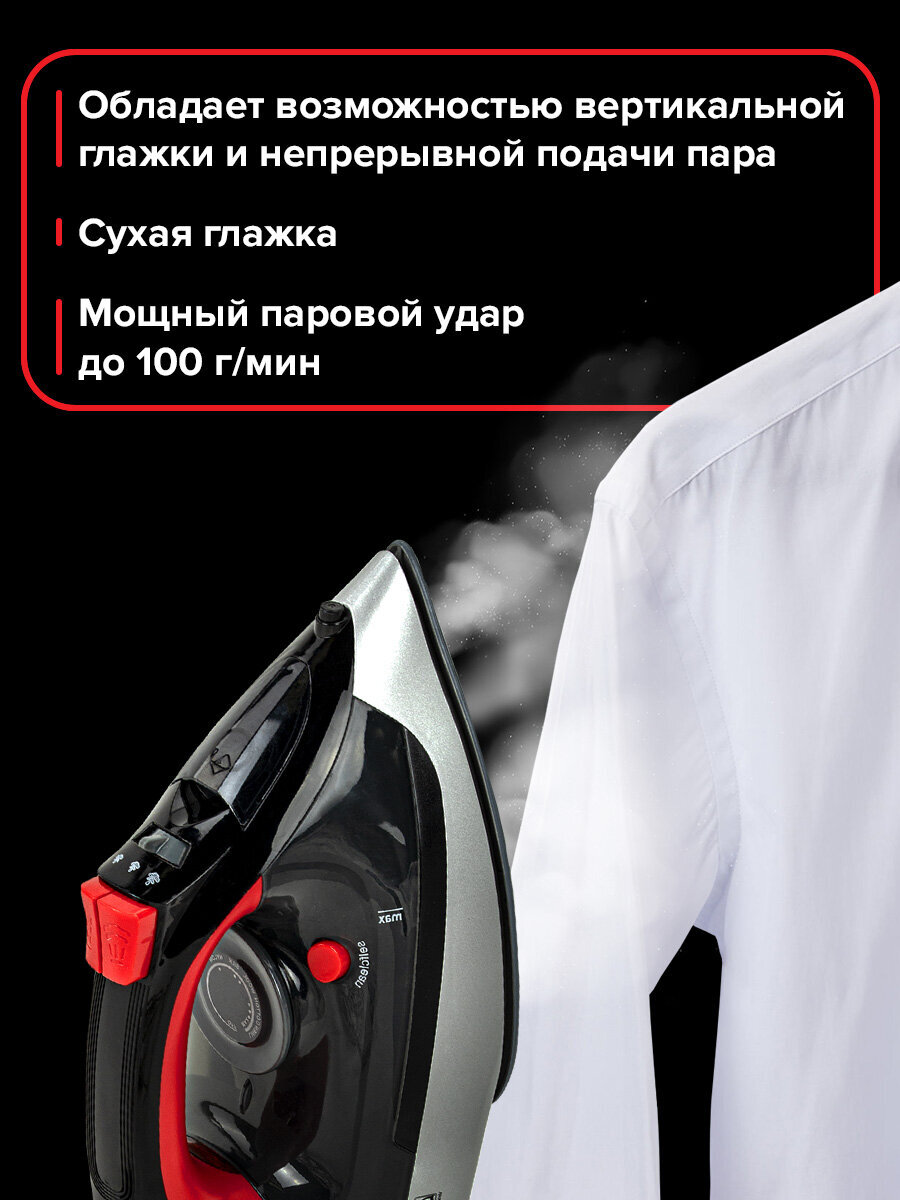 Утюг паровой Sonnen с антипригарным покрытием мощный отпариватель - фото 5