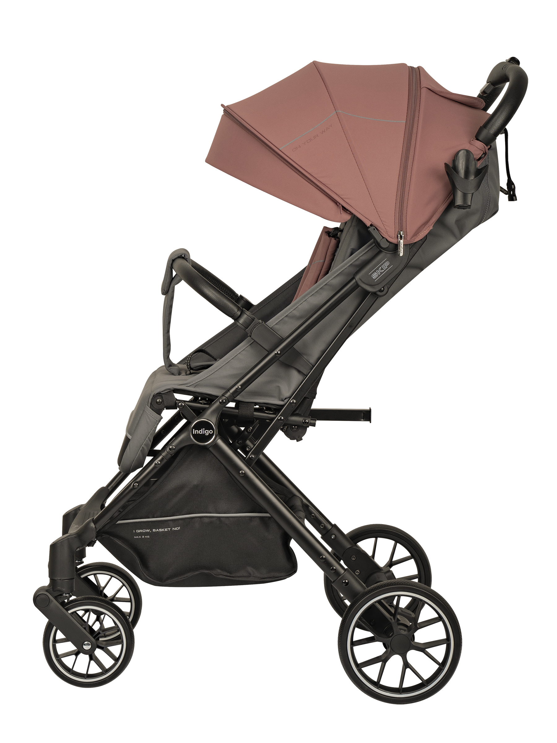 Коляска прогулочная Indigo Skip для путешествий, розовый розовый - фото 15