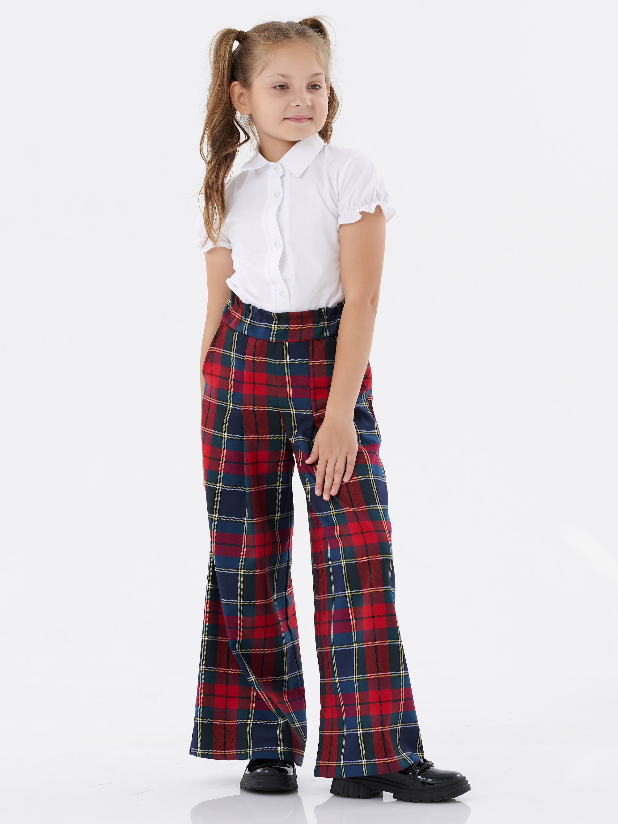 Брюки КрутышОк Т-051 зеленый, красный клетка - фото 5