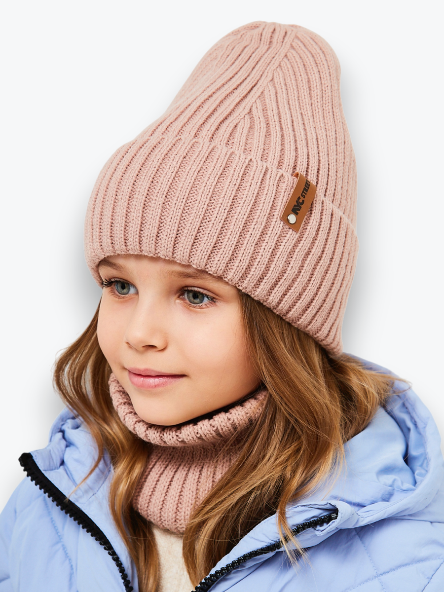 Шапка и снуд NYCkids NYC-H-53-poloski-coffeG - фото 1