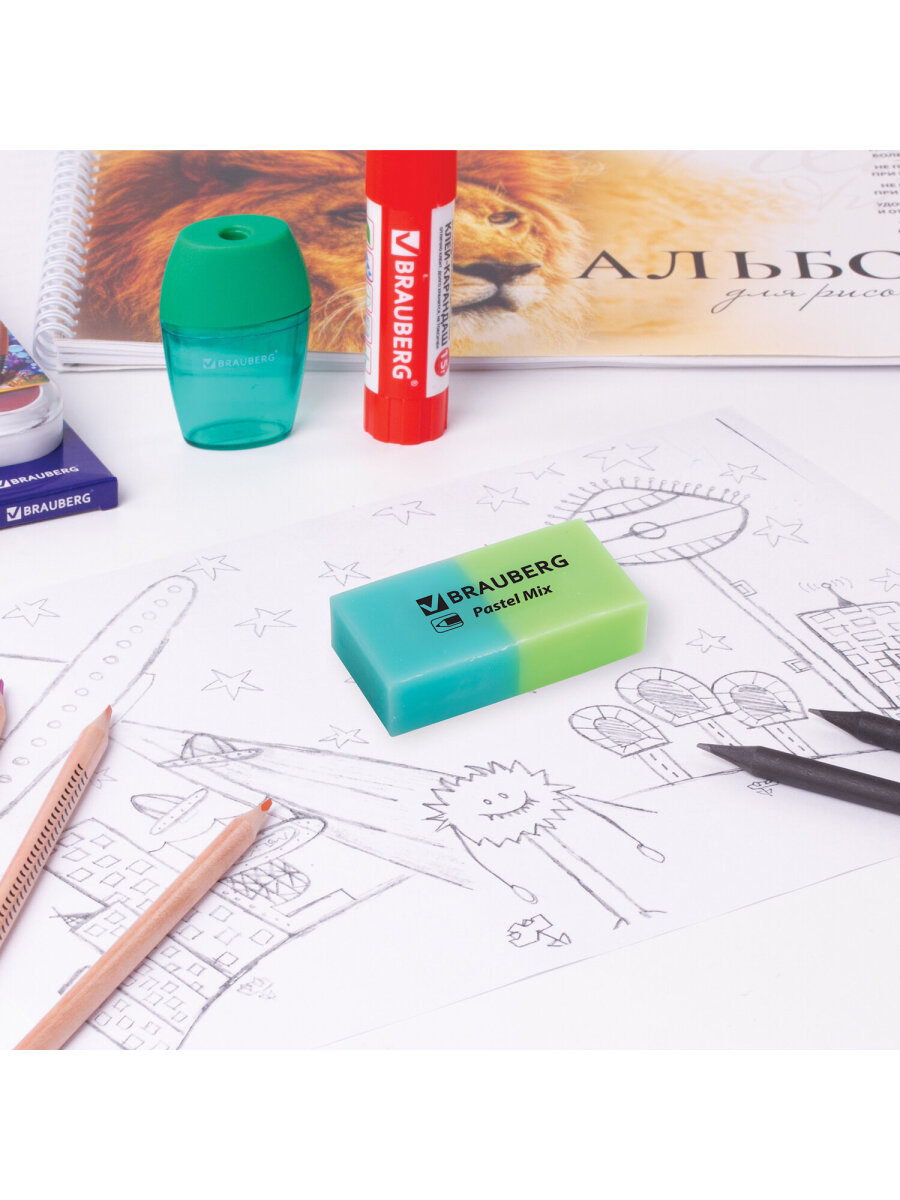 Ластик Brauberg Pastel Mix 6 шт. - фото 13