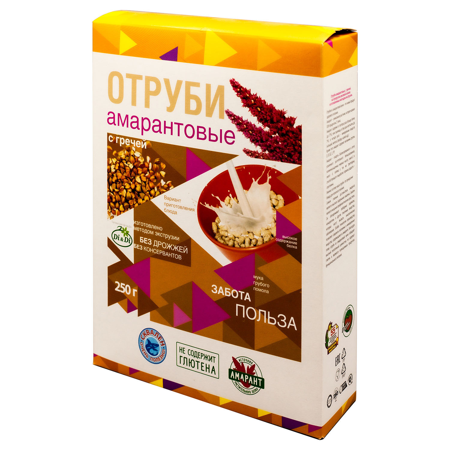 Отруби DiDi амарантовые без глютена с гречей 250г - фото 1