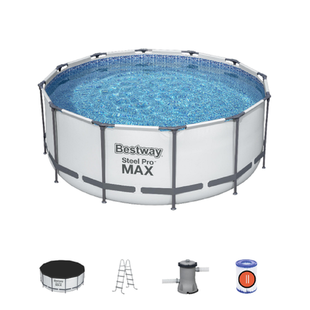 Бассейн каркасный Bestway 366 см на 122 см Steel Pro Max фильтр-насос лестница тент 10250 л ремкомплект