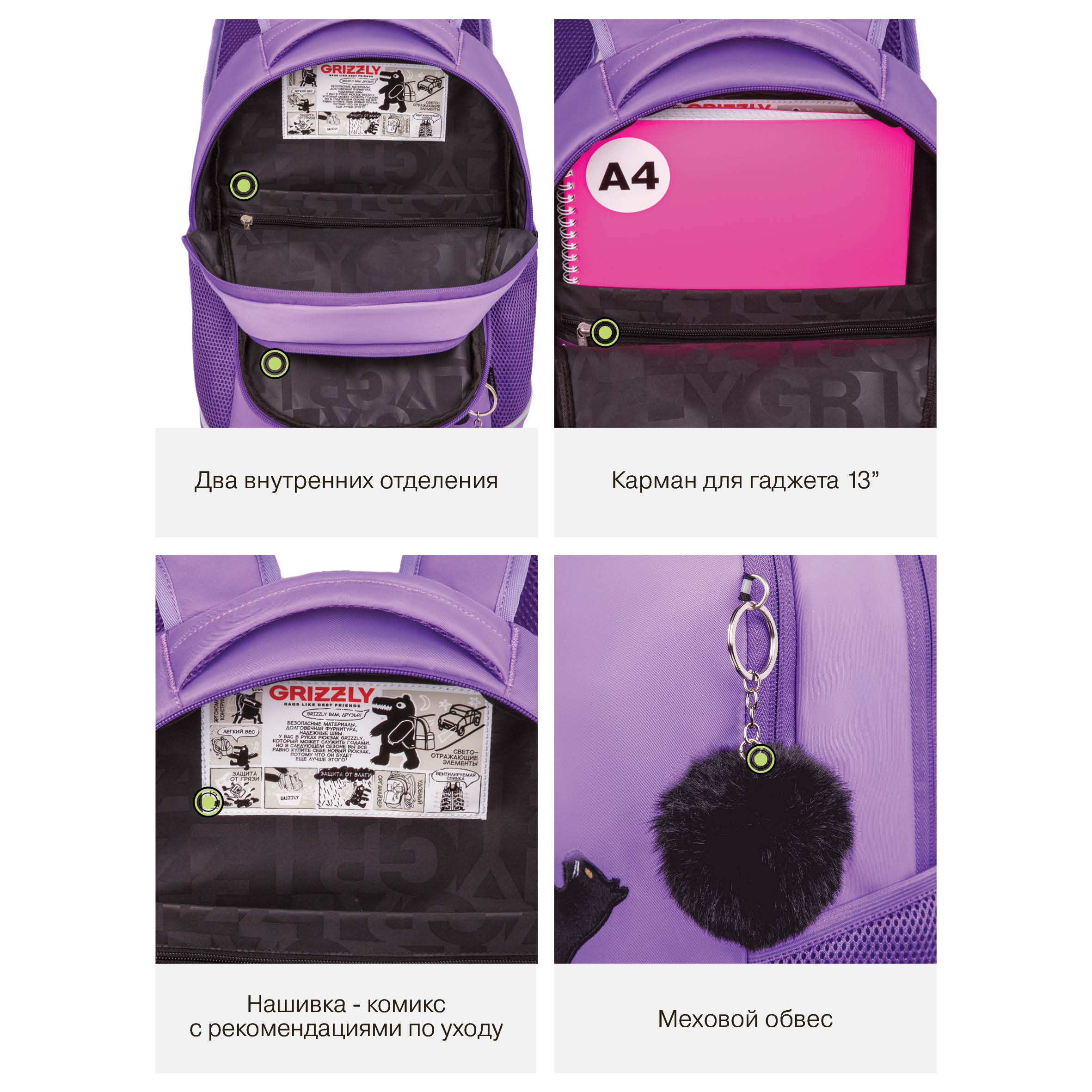Рюкзак Grizzly для девочки - фото 11
