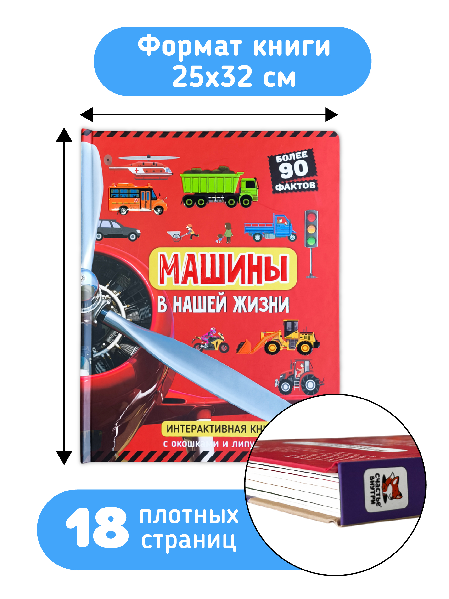 Интерактивная книга с окошками Счастье внутри и подвижными элементами “Машины в нашей жизни” - фото 1