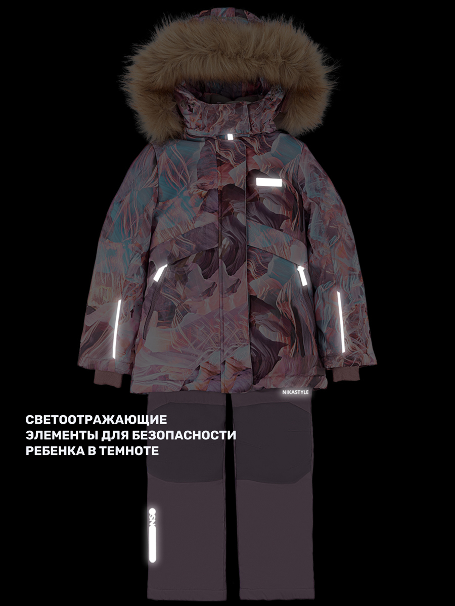 Куртка и полукомбинезон NIKASTYLE 7з1424 кофе/орхидея - фото 15