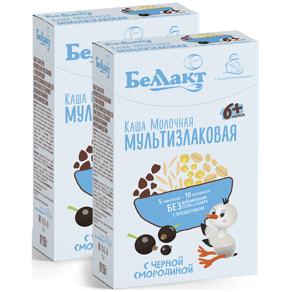 Каша молочная сухая Беллакт мультизлаковая с черной смородиной с пребиотиком 250г Х2 - фото 10