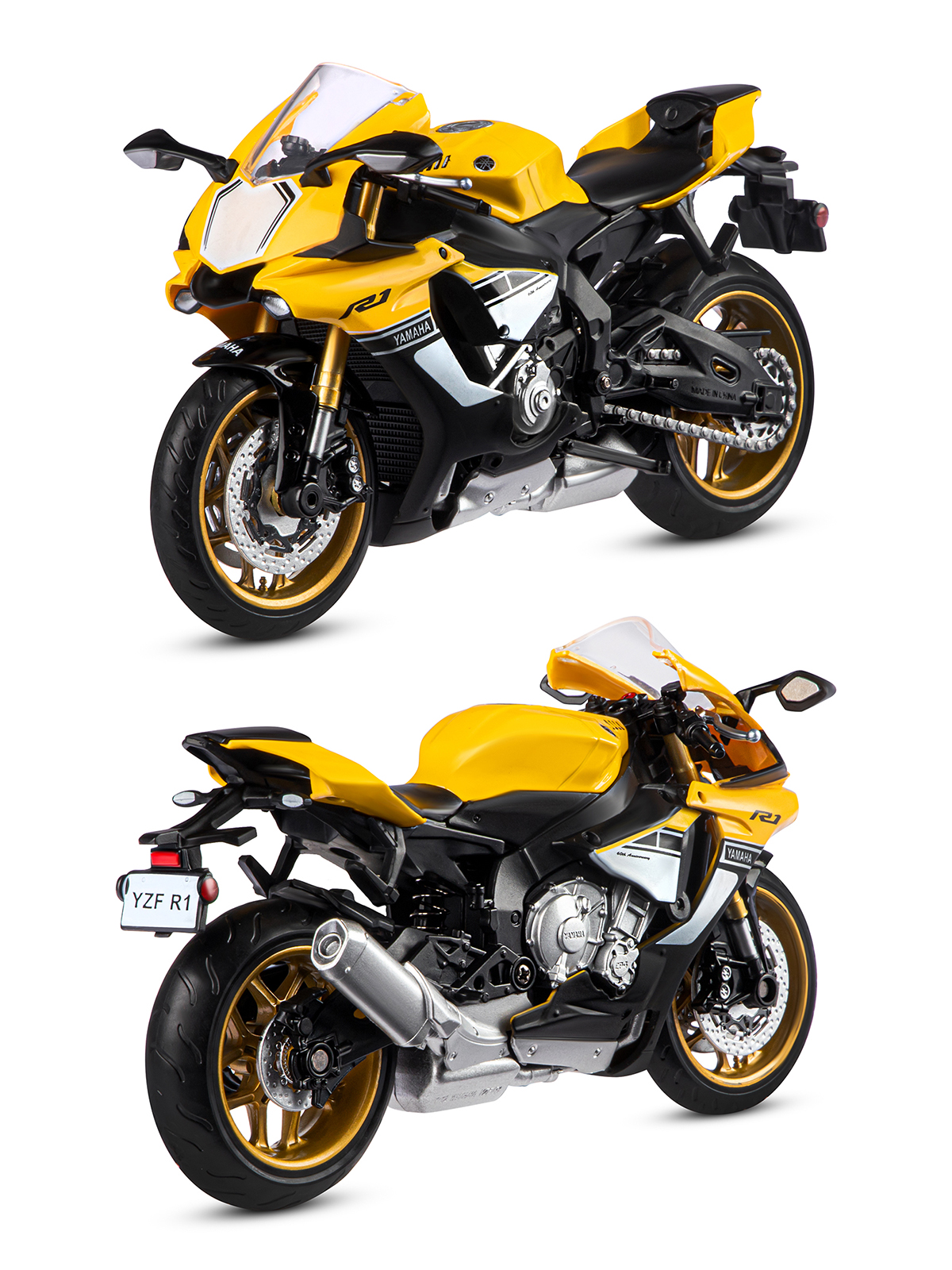 Мотоцикл АВТОпанорама Yamaha YZF R1 1:12 JB1251602 - фото 6