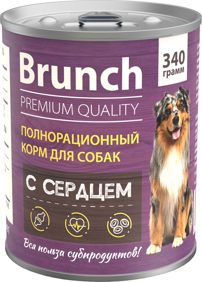Корм для собак Brunch влажный полнорационный с сердцем 340г - фото 1