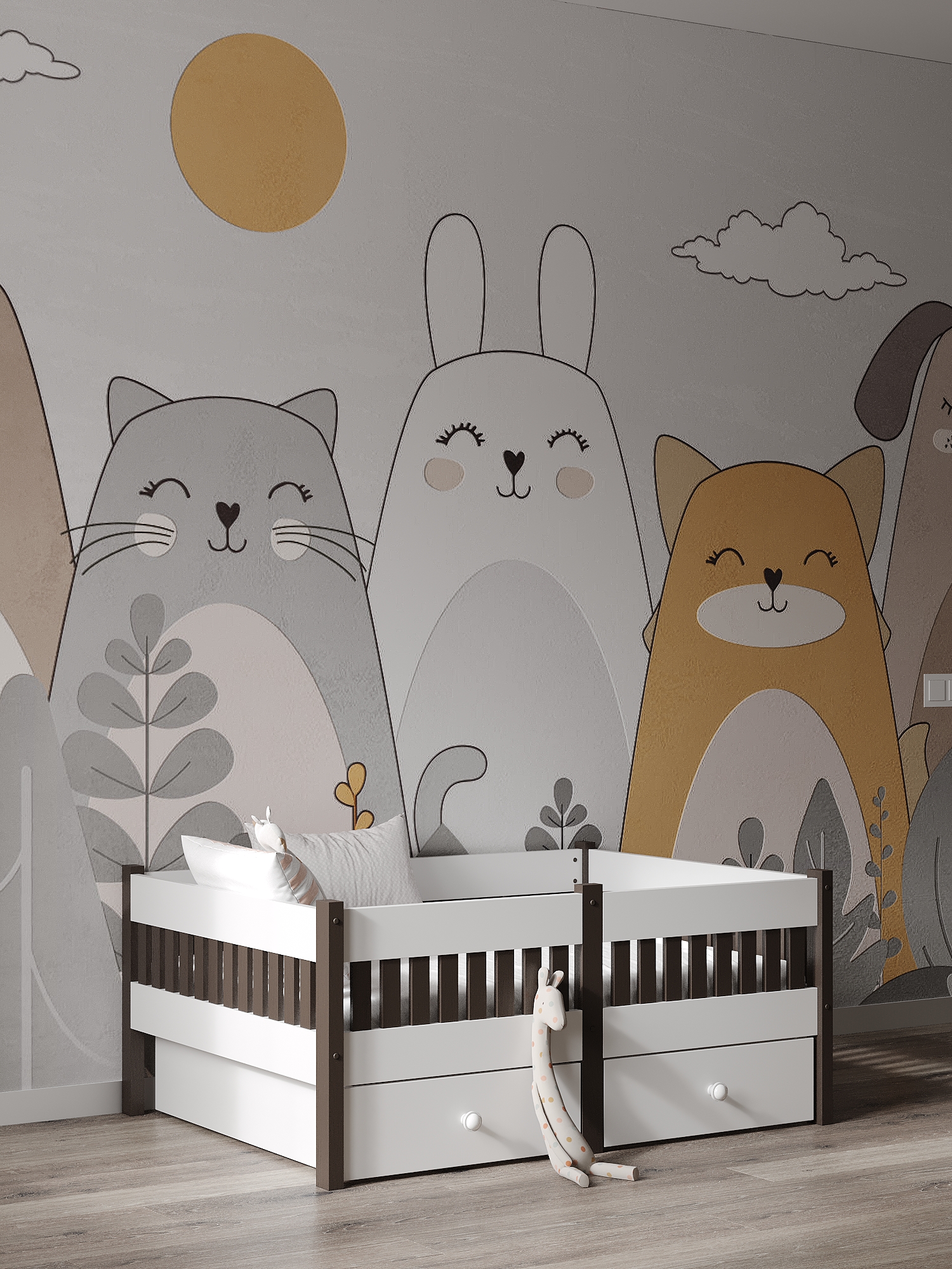 Кровать односпальная Moms charm Бортики (белый, венге) - фото 14