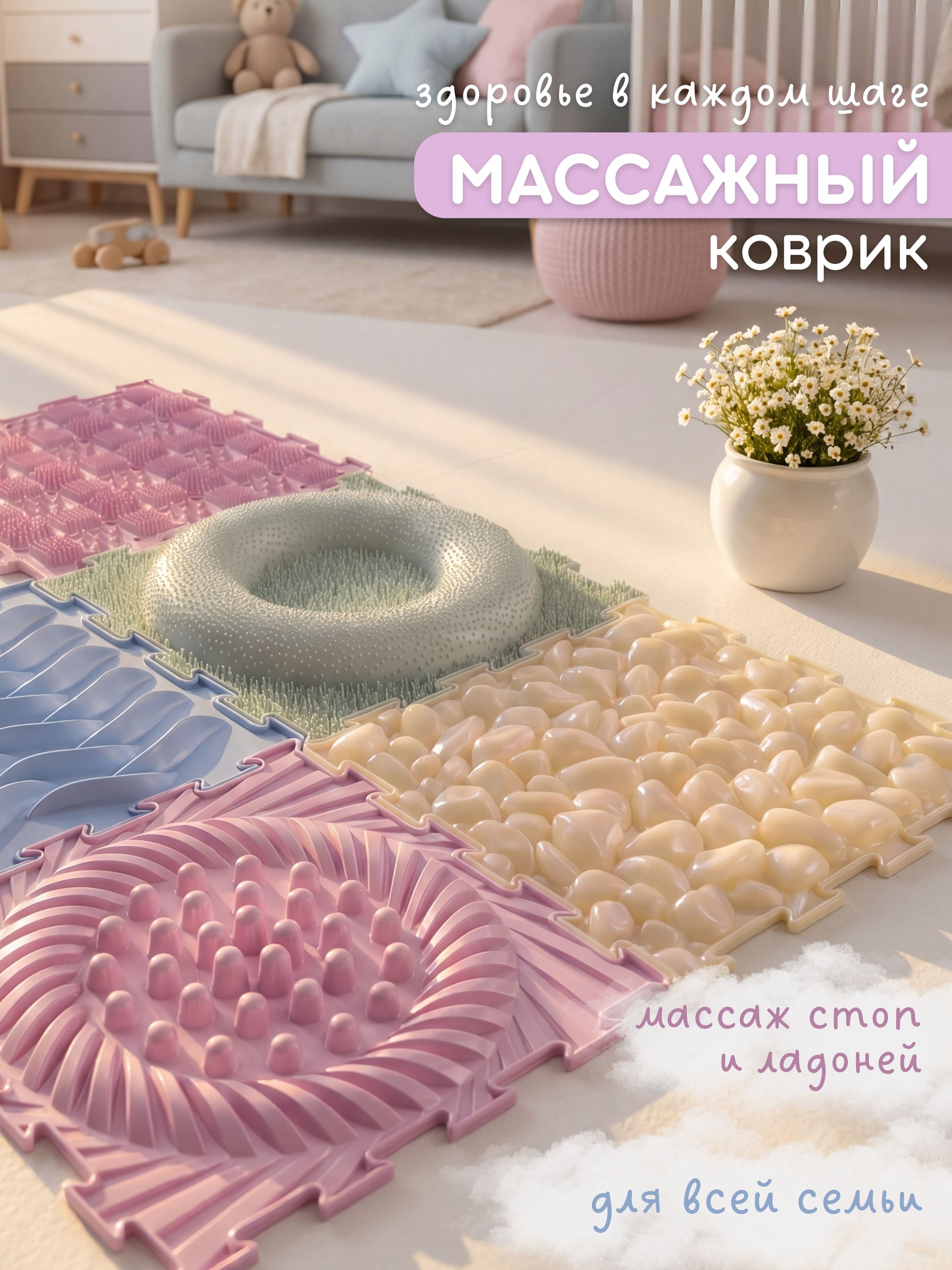 Коврик-пазл ARTSTEP массажный развивающий детский 25 x 118 см - фото 1