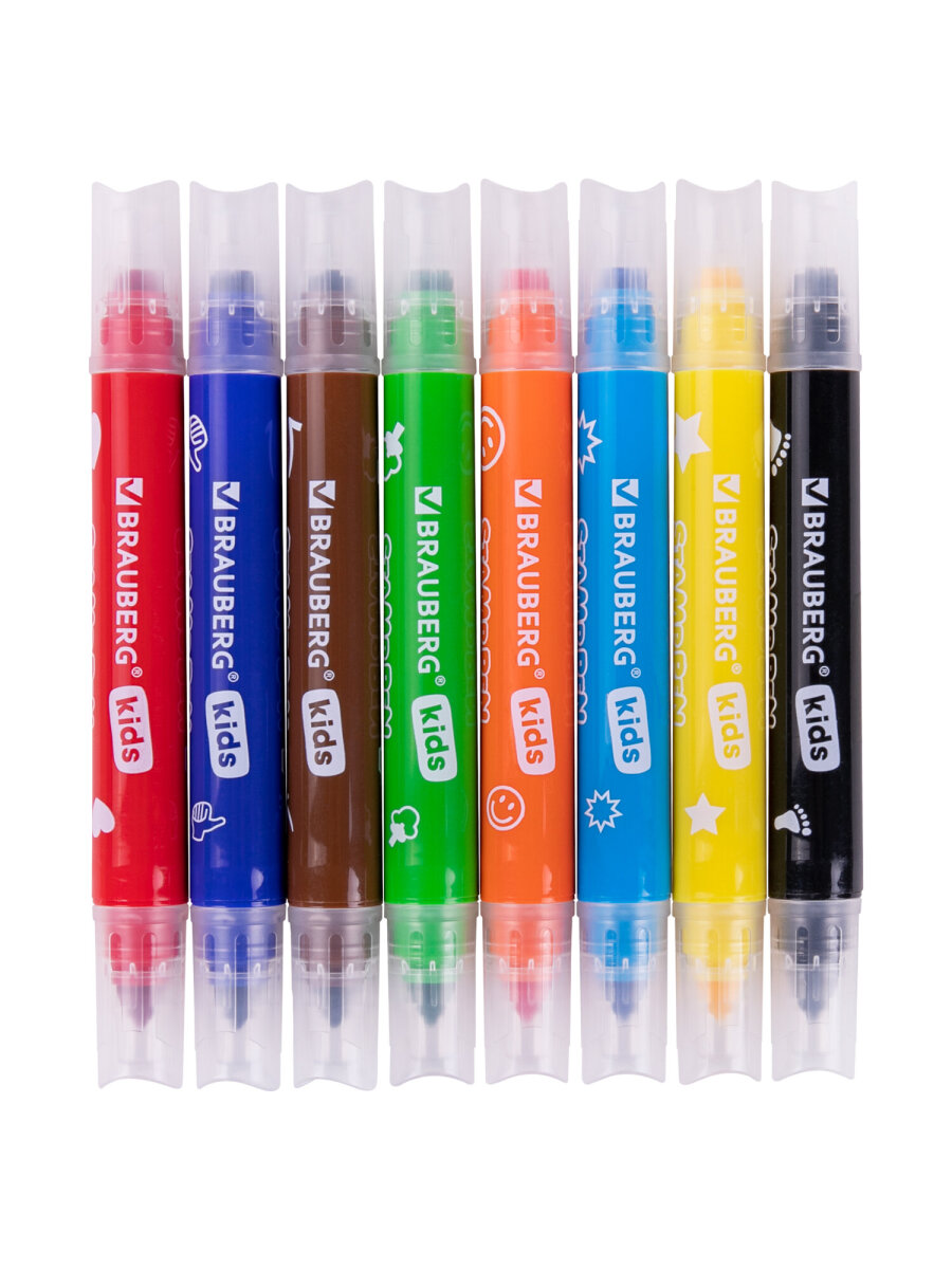 Фломастеры Brauberg двусторонние 8 цв. - фото 1